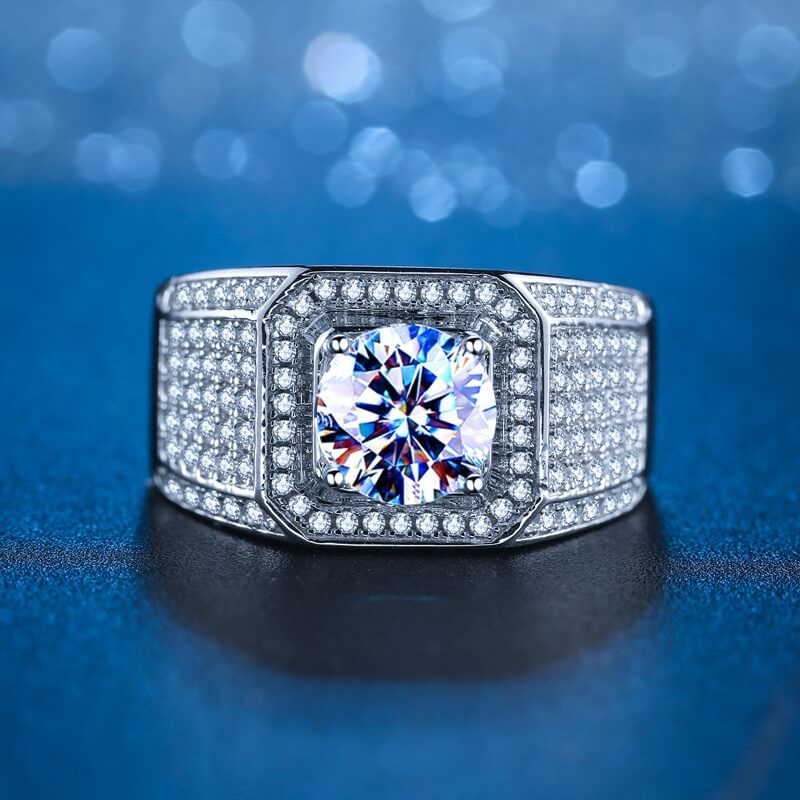 1ct 2ct Starry Sky Moissanite Ring for Men Domineering Mens Wedding Ring Engagement Jewelery