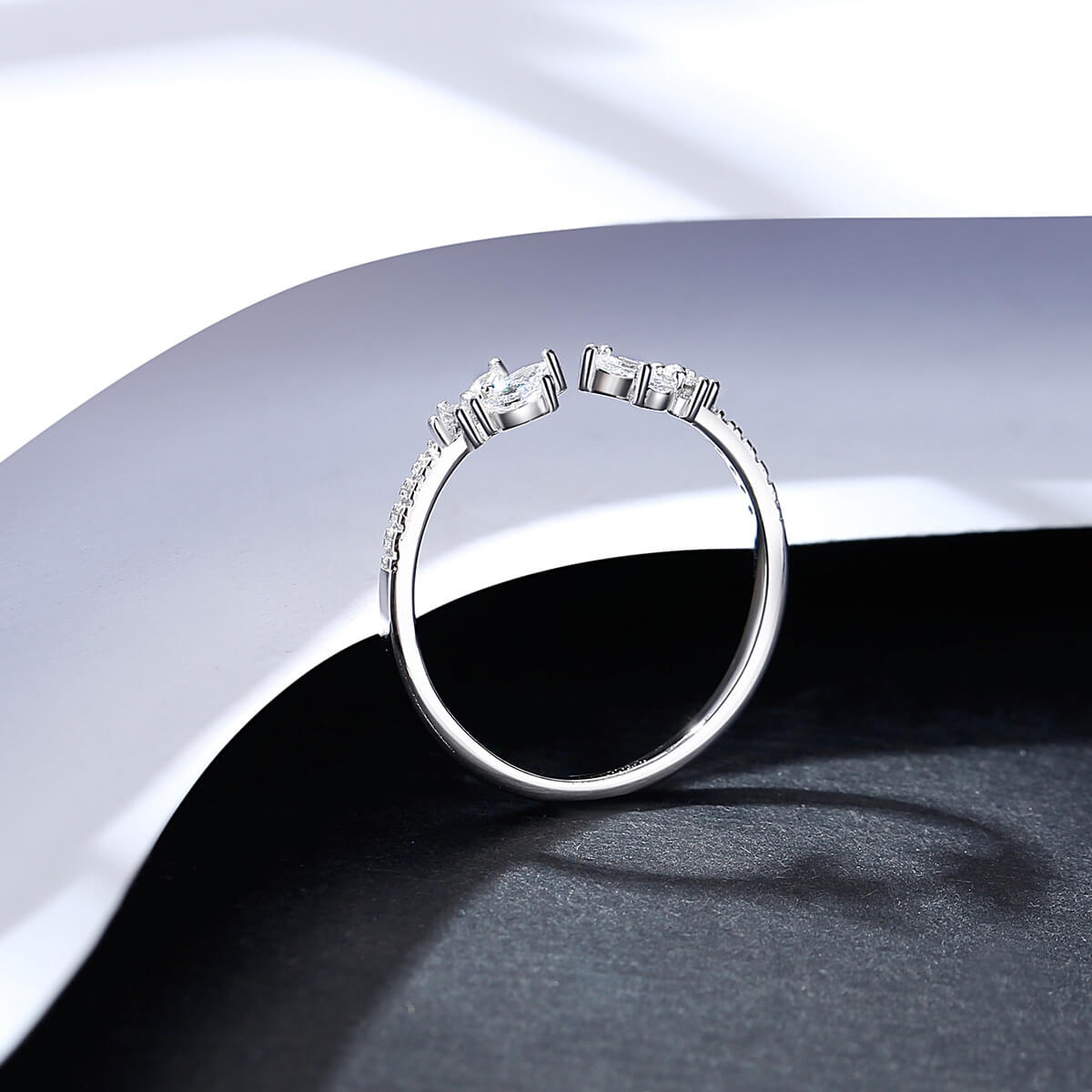 Cat's Eye Adjustable Ring | Micro-Pavé Zircon Sterling Silver Jewelry