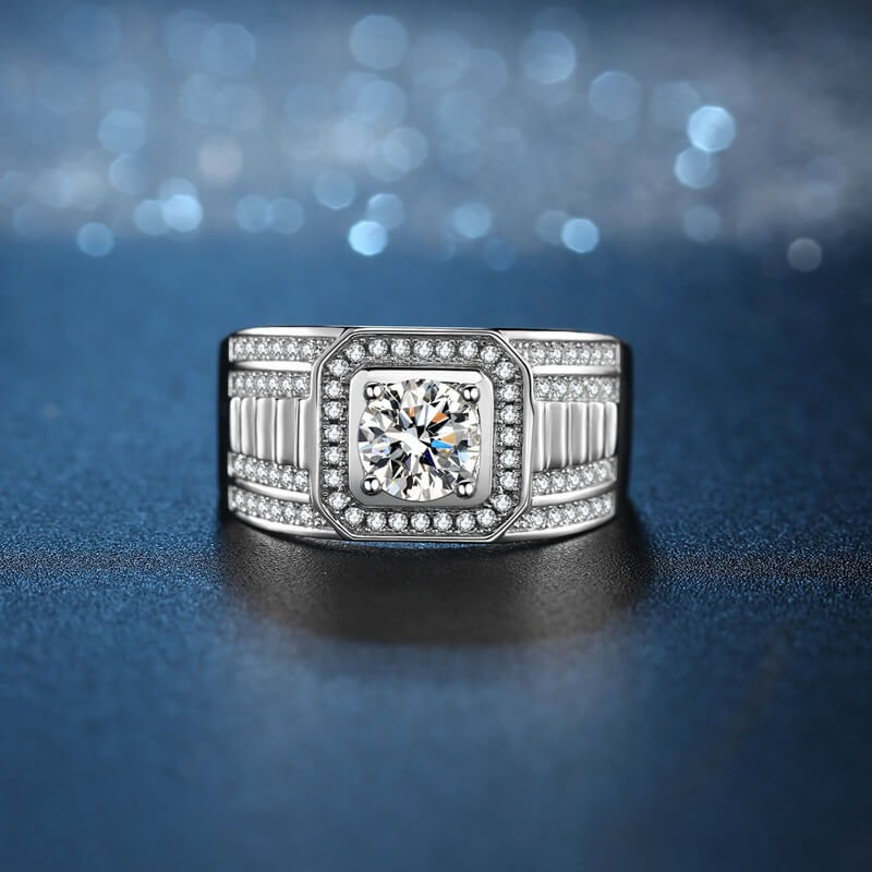 1ct 2ct Starry Sky Moissanite Ring for Men Domineering Mens Wedding Ring Engagement Jewelery