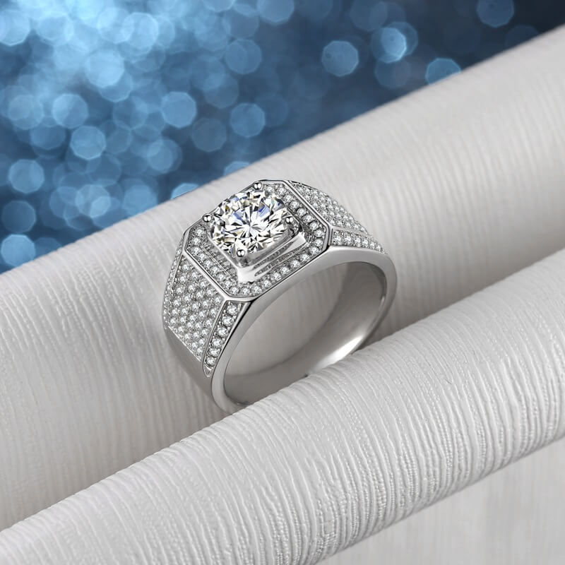 1ct 2ct Starry Sky Moissanite Ring for Men Domineering Mens Wedding Ring Engagement Jewelery