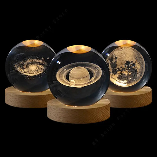 3D Mini Galaxy Crystal Ball Night Light, USB Powered Lamp, Gift for Kids & Adults 6cm