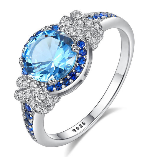 Blue Topaz Ring in Sterling Silver | Elegant Gemstone Statement Ring