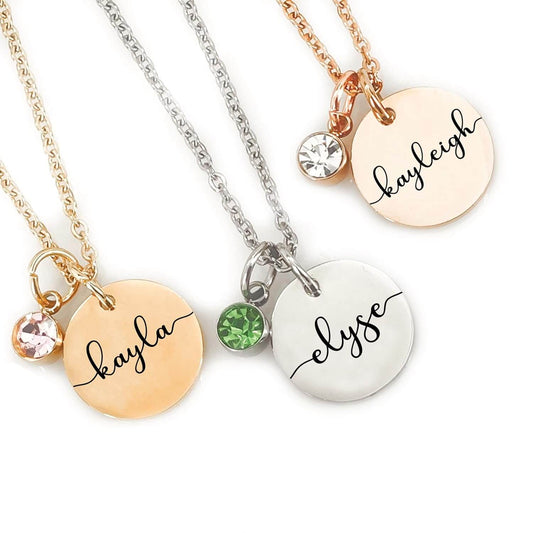 Custom Engraved Necklace – Personalized Gold Plated Pendant for Women, Timeless Gift for Holidays & Special Occasions