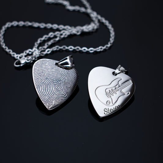 Personalized Name Necklace, Custom Fingerprint Necklace
