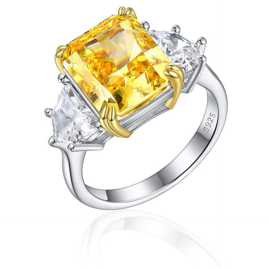 8Ct Frosted Step-Cut Ring | Ice Diamond Simulant Sterling Silver Jewelry