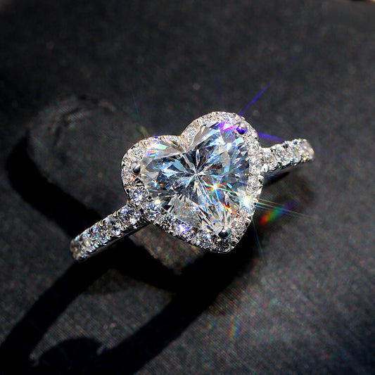 1Ct Heart Moissanite Ring | Micro-Pavé Sterling Silver Promise Ring