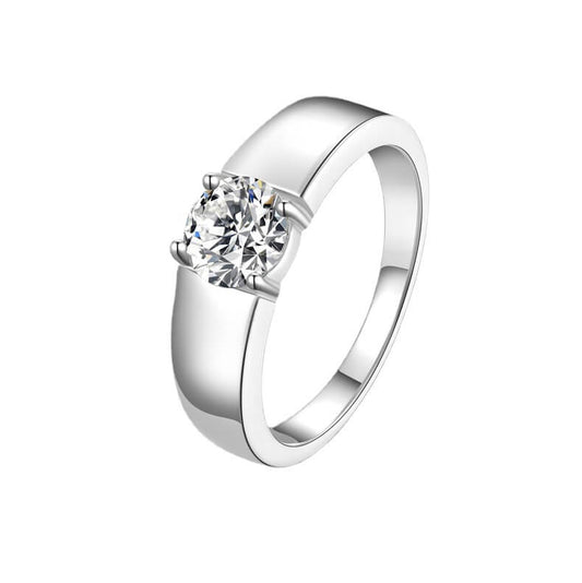 Men's 1Ct Moissanite Wedding Band | S925 White Gold Plated Ring