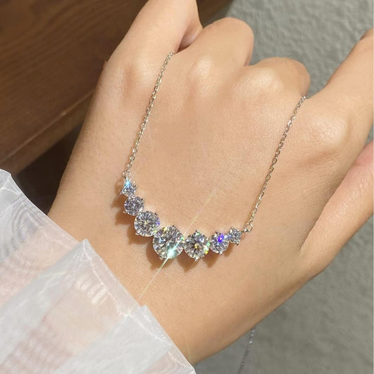 Smiley Face Moissanite Pendant | 2Ct Sterling Silver Collarbone Necklace