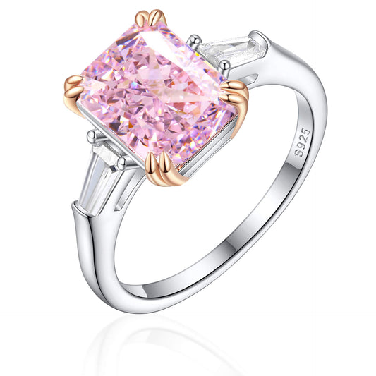 4Ct Pink Ice-Cut Ring | Frosted Simulated Diamond S925 Silver Jewelry